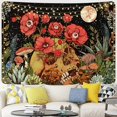 thumbnail image 2 of Tapiz floral de calavera, tapiz de esqueleto de flores, tapiz de jardín de luna, plantas de hongos, colgante de pared vintage para habitación (51,2 × 59,1 pulgadas) negro, 2 of 5