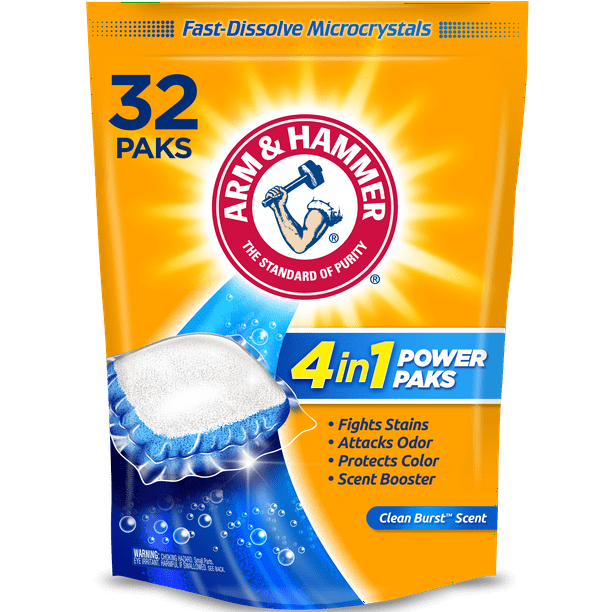 Arm & Hammer 4in1 Laundry Detergent Power Paks, 32 Count (Packaging may vary)