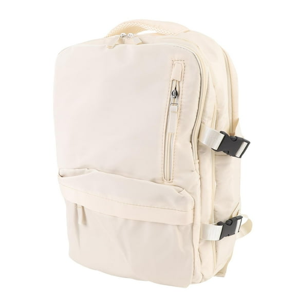 Personal Item Travel Bag, Shoes Compartment Travel Laptop Backpack Adjustable Shoulder Straps Breathable Nylon for School Beige