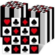 200Pcs Casino Poker PriNst Card Party Napkins Las Vegas Party Paper Napkins Casino Poker Disposable Party Napkins Set Texas Holdem Paper Luncheon Napkins Casino Poker Card Party Supplies