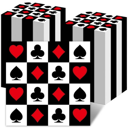 200Pcs Casino Poker PriNst Card Party Napkins Las Vegas Party Paper Napkins Casino Poker Disposable Party Napkins Set Texas Holdem Paper Luncheon Napkins Casino Poker Card Party Supplies