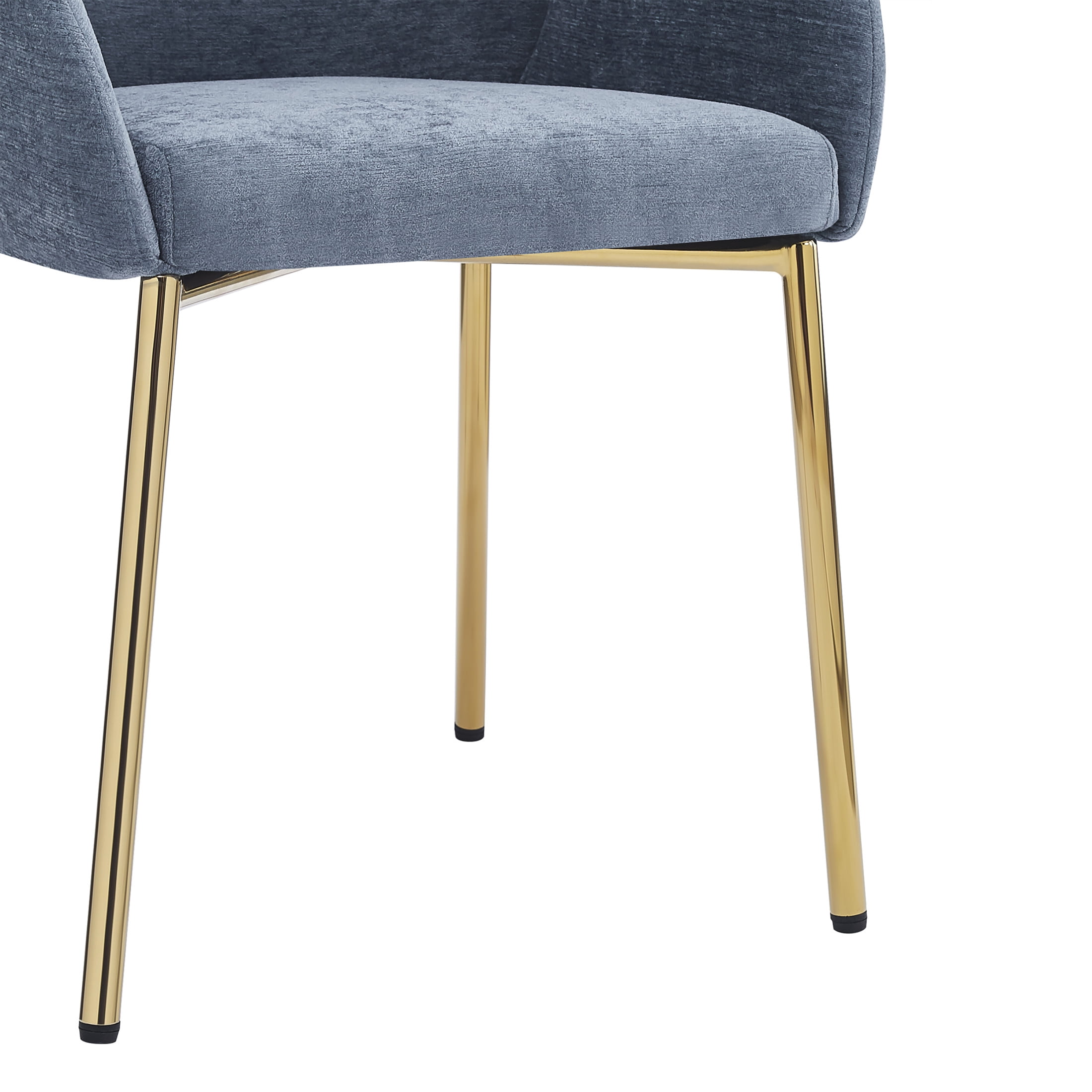 Set of 2 Blue Polyester Round Back Dining Chairs