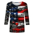 thumbnail image 5 of 3/4 Sleeve T-Shirts for Womens Summer Independence Day Patriotic T Shirts USA Flag Star Printed Tee Shirts Round Neck Tops Light Breathable Blouses Holiday Beach Party Outfits, 5 of 5