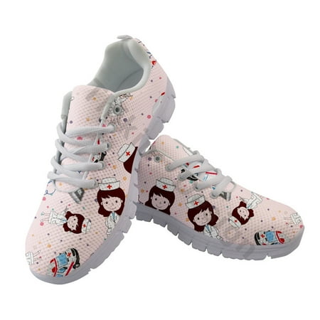 

Pink Zapatillas Sneakers Cartoon Nurse Print Female Custome Logo Trainer Shoes Fashion Breathable Soft Women Casual Shoes 2021
