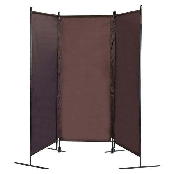 Resenkos Portable Wall Partition Room Separators, Metal Fabric 3 Panels Folding Privacy Screen Room Divider, Brown