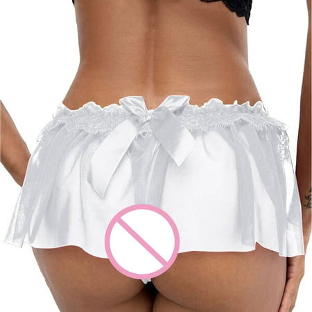 BYHONG Sexy Large Size Open Thong Ladies Mm Panties Open Crotch Lingerie Lace Mesh Skirt T Trousers Sexy Underwear WH1 One Size