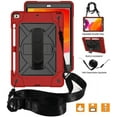 thumbnail image 4 of SOATUTO For iPad 9th 2021 Case Hybrid Shockproof Rugged Protection Cover with 360 Degree Kickstand/Hand Strap and Carrying Shoulder Strap For Apple iPad 9th 8th 7th Generation 10.2 inch -Red+Black, 4 of 7
