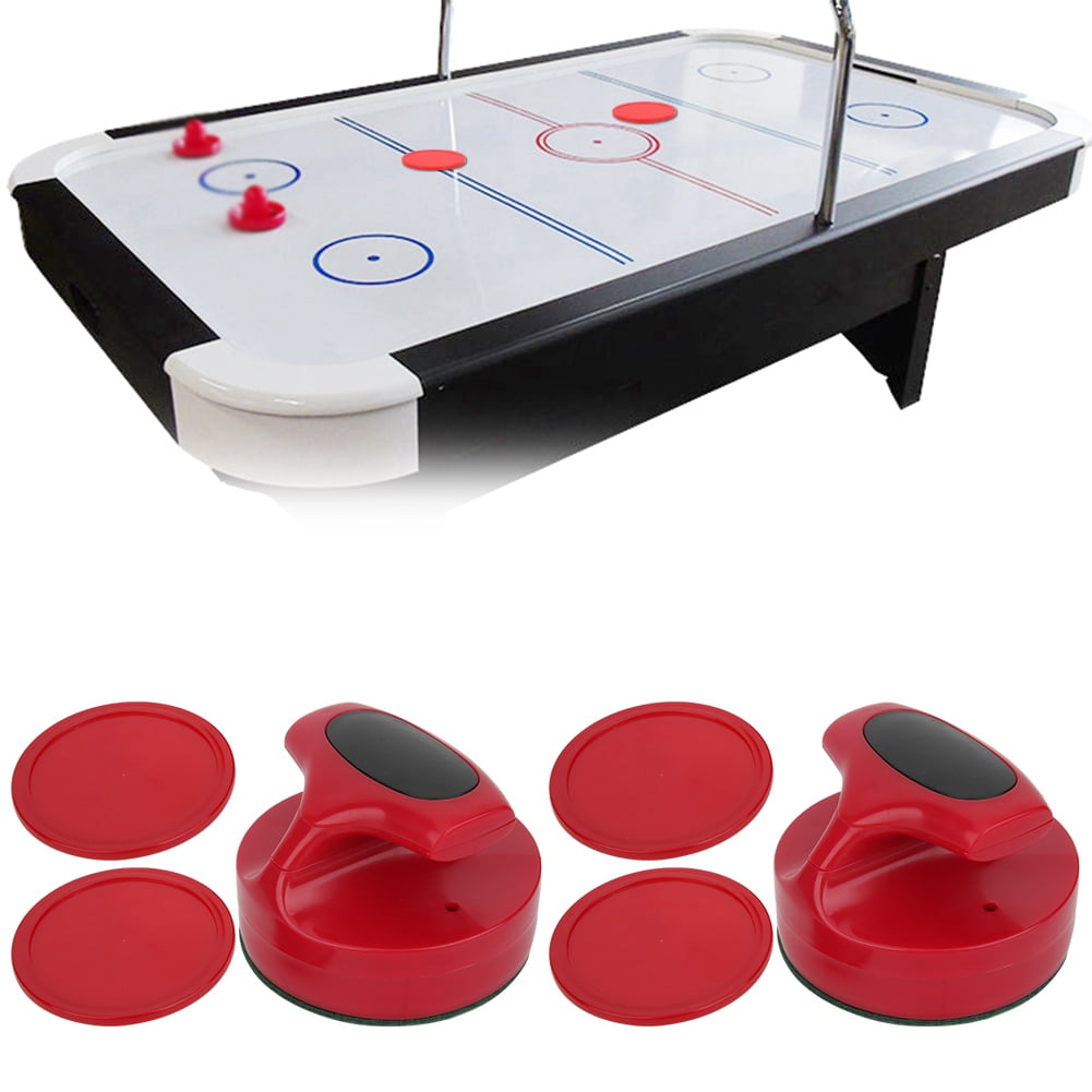 Tebru Table Hockey Pushers Pucks Set,Hockey Game Table 94MM Slider Pusher Set with 4 Pucks Accessories Large Size Red,Table Hockey Pushers Set