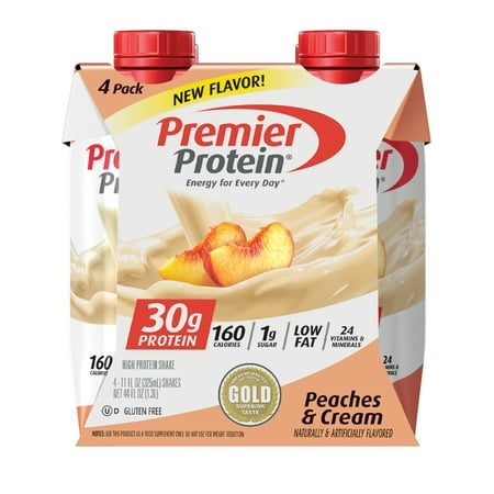 Premier Protein Shake, Peaches & Cream, 30g Protein, 4