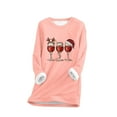 thumbnail image 2 of Herrnalise Womens Tops Fashion Round Neck Christmas Wine Glasses Print Thickened Plush Warm Long Sleeve Tops Gifts for Women, 2 of 5