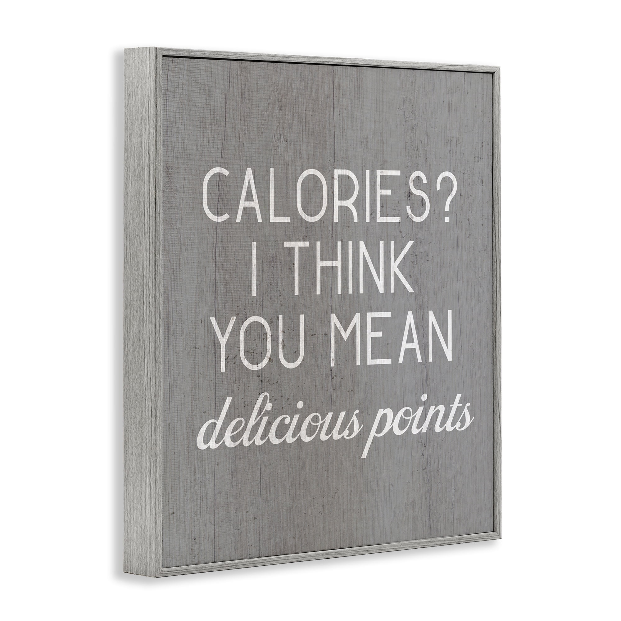 Stupell Industries Calories Delicious Points Food & Beverage Painting Gray Framed Art Print Wall Art, 11 x 14