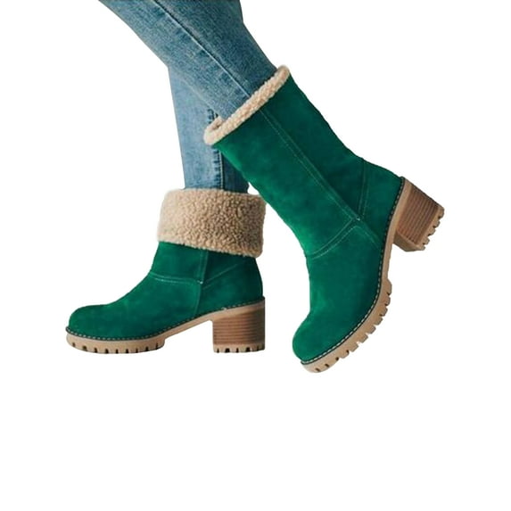 Audeban Womens Lug Sole Platform Plush Lined Chunky Block Heel Non-Slip Combat Biker Comfortable Chelsea Booties