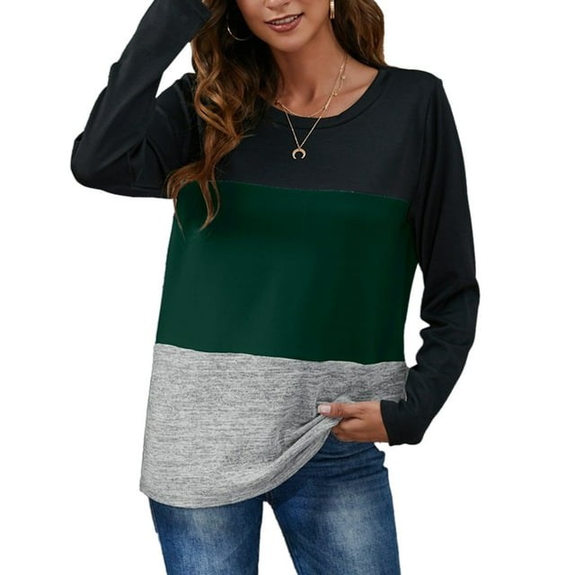 Haut à Blocs de Couleur pour Femmes, Haut d'Automne pour Femmes, Haut à Manches Longues pour Femmes, Pull-Over pour Femmes, Design Futuriste