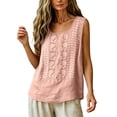 thumbnail image 5 of Womens Summer Linen Tank Tops Boho Wide Strap Sleeveless Tops Floral Embroidered Blouses Flowy Bohemian Causal Shirt (XL,Pink), 5 of 8