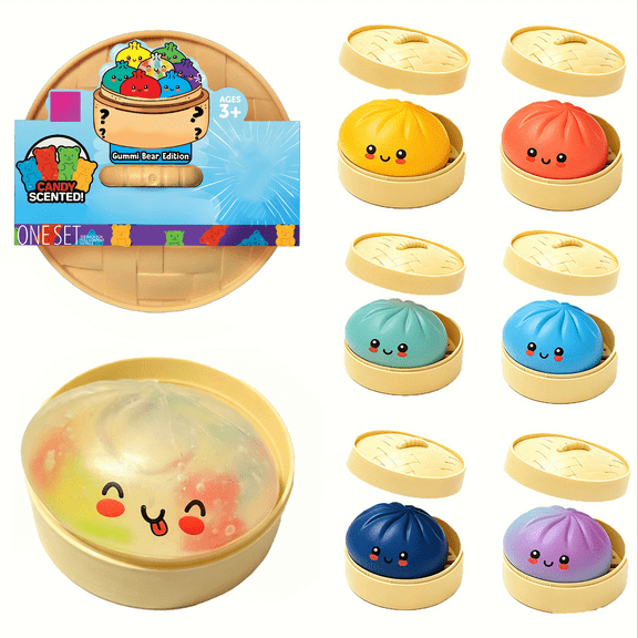 Slow Rising Squishies Mystery Dumpling Squishy Toys, Dumplings Stress Balls with Steamer, Sensory Fidget Toys, Great for Party Favors, Desktop Decor Xmas Holiday Gifts A-Random 1PC
