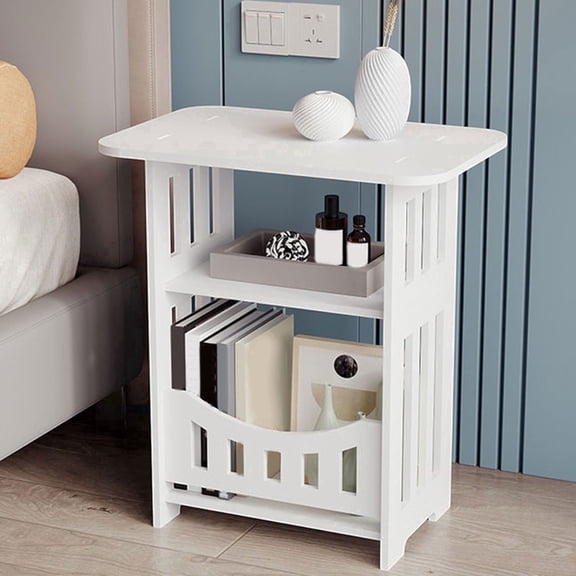 Small Round Side Table,Bedside Table with Storage,Morden Round Nightstand,Samll Side Table for Living Room,Bathroom,Bedroom, Nursery, Laundry, White
