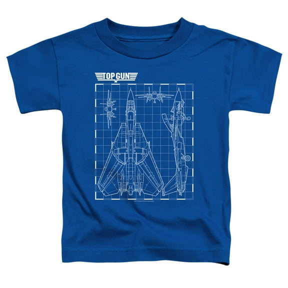 Top Gun Schematic Unisex Toddler T Shirt for Boys and Girls, Royal Blue, Small (2T)