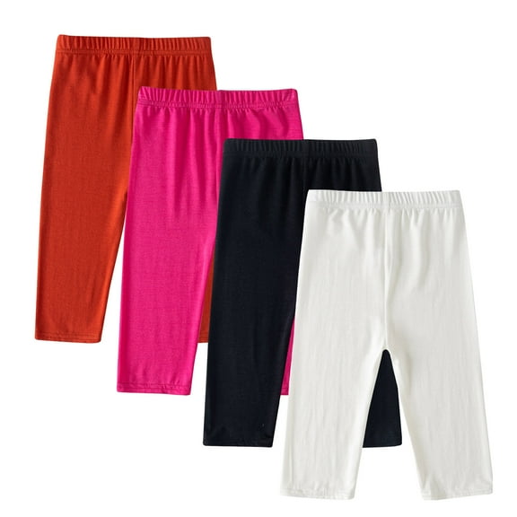 ZACPNCV 4 Pieces Girls Capris Leggings Cotton Cropped Leggings School Uniform Pants for Girls Multicolor 2-3 Years