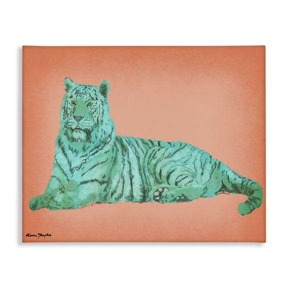 Stupell Industries Contemporary Cyan Pink Tiger Canvas Art, 20 x 16, by Karen Dreyfus