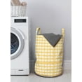 thumbnail image 3 of Vintage Laundry Bag, Gingham Pattern with Bicolor Checkered Squares with Heart Shaped Motifs, Hamper Basket with Handles Drawstring Closure for Laundromats, 13" x 19", Mustard and White, by Ambesonne, 3 of 4