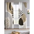 thumbnail image 2 of Brown Boho Geometric Sheer Curtains 84 Inch Length 2 Panels Set for Living Room/Bedroom, Country Retro Abstract Lines Leaves Kitchen Curtains Grommet Semi-Sheer Curtains Window Treatments 42"x84"x2, 2 of 7