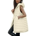 thumbnail image 3 of Pyhlmscde Women's long Quilted Vest hooded sleeveless Button Down puff vest cotton padded jacket winter coat, Winter Clothing for Women, Vest for Women, Puffer Jacket Womens, 3 of 6