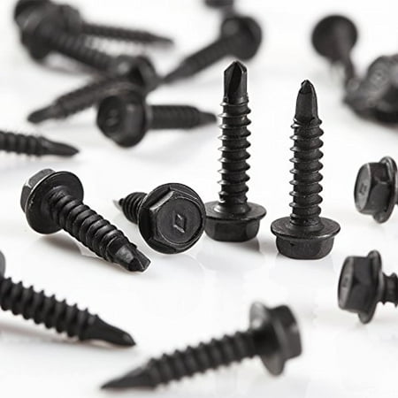 

500 pcs Hex Washer Head #8 x 3/4 Self-Drilling Screw Black Oxide