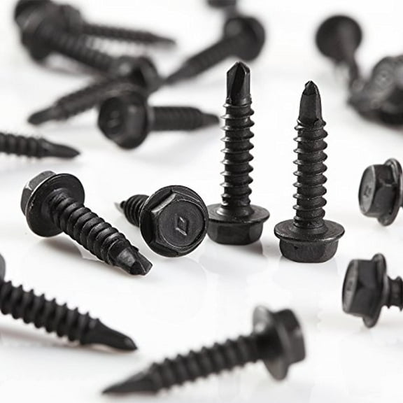 500 Pcs Hex Washer Head #8 x 3/4" Self-Drilling Screw Black Oxide