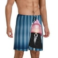 thumbnail image 2 of Uemuo Dog in Hairdresser Pattern Men's Short Pajama Pants – Soft & Breathable Lounge Shorts, Elastic Waistband with Pockets, Lightweight Sleepwear for All-Season Comfort-Large, 2 of 6