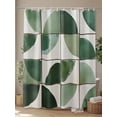 thumbnail image 4 of Shower Curtains Abstract Green Floral Geometric Bath Curtain Modern Art Waterproof Bathroom Shower Curtain Set with Hooks Decoration 72 x 72 Inches, 4 of 7
