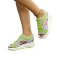 thumbnail image 2 of Womens Mesh Cutout Wedge Sandals Lace Up Shock Absorbing Thick Sole Non Slip Summer Walking Sport Sandals 37, 2 of 7