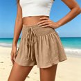 thumbnail image 7 of Ounisa Women's Summer Casual Fashion Solid Drawstring Elastic Waist Loose Culottes Shorts Flowy Breathable Lightweight Airy Shorts, 7 of 7