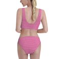 thumbnail image 3 of Daiia Pink Gingham printed 2 piece Swimsuit Bikinis for Women High Waisted Racerback Bathing Suits Summer Tummy Control Scoop Neck Swimwear-XX-Large, 3 of 8