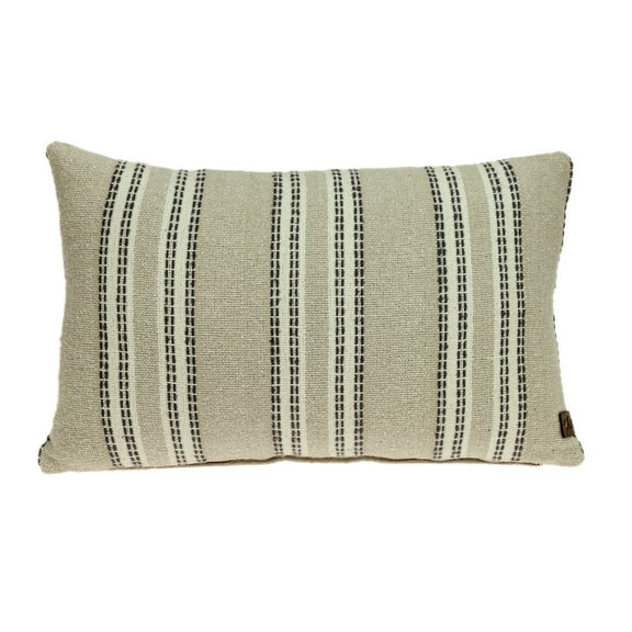 Parkland Collection Bliss 12x20" Stripes Cotton Fabric Throw Pillow in Beige