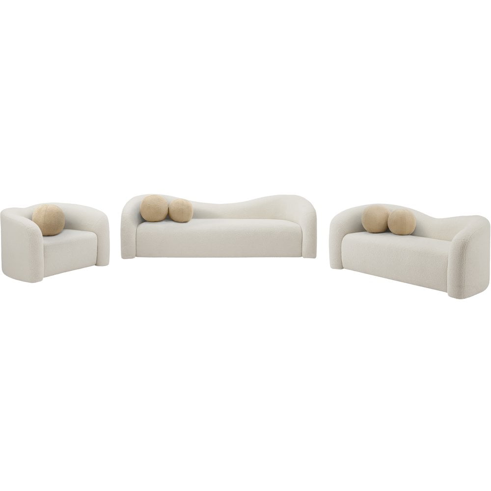 Meridian Furniture Kali Cream Faux Shearling Teddy Fabric Loveseat