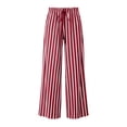 thumbnail image 7 of Endives Women's Wide Leg Pants Casual Striped Baggy Trousers Elastic High Waisted Slacks Drawstring Flowy Palazzo Pants for Women With Pocket Beach Vacation Outfits Red M, 7 of 7