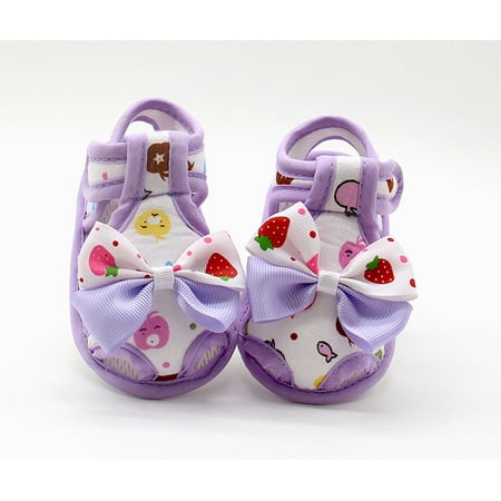 

Baby Girls Summer Bow Soft Sole Toddler Anti-slip Shoes Sandals Purple 13