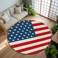 thumbnail image 3 of 8ft Round Rug, 4th of July Non-Skid Rubber Backing Large Area Rugs - Living Room Bedroom Home Office, Red Stripes Independence Day Indoor Floor Mat Carpets Washable Rug, 3 of 9