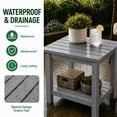 thumbnail image 2 of Y&M 2-Tier Outdoor Side Table, HIPS Waterproof Patio End Table for Adirondack Chair, Square Accent Table, Dark Gray, 2 of 7