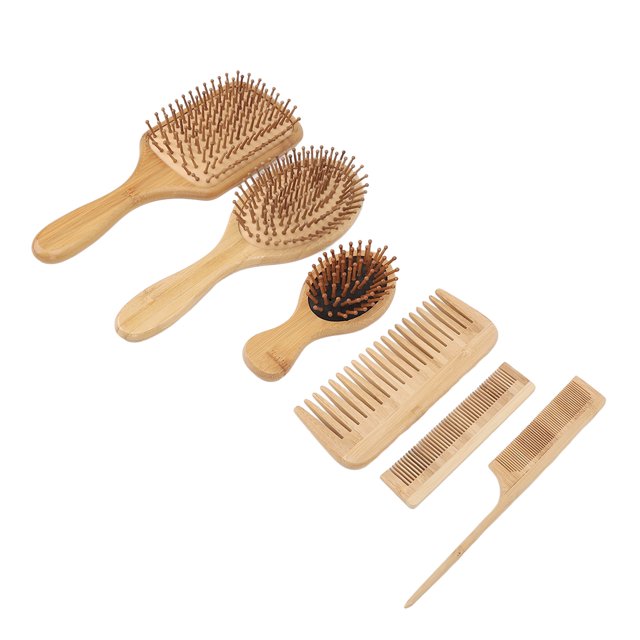 Cepillo Para barba ANGGREK Juego de 6 Piezas de Bambú Cómodo Para desenredar