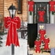 thumbnail image 1 of Lazo navideño, decoración para árbol de Navidad, lazo de tela de lino, diseño de doble lazo rojo, 48 x 28 cm, decoración del hogar,Vsgery, 1 of 6