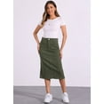 thumbnail image 4 of DARING DIVA Women's Denim Split Back Pockets Midi Jean Skirts XS Army Green, 4 of 6