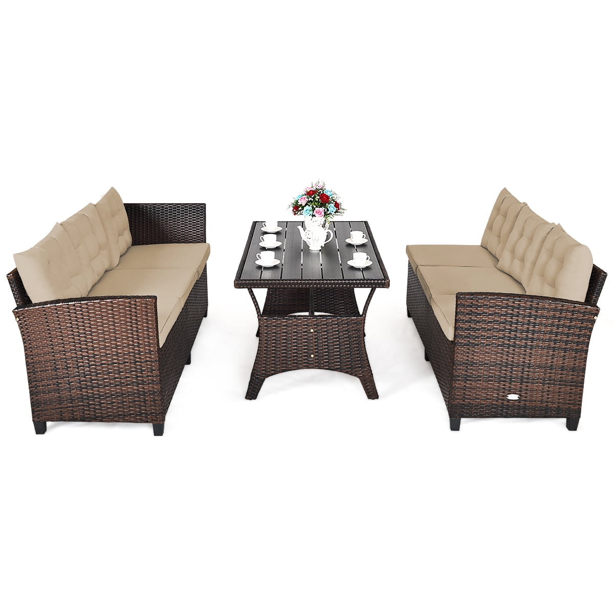 Outdoor 3 Pieces Sectional Furniture Set Wicker Rattan Sofa Set