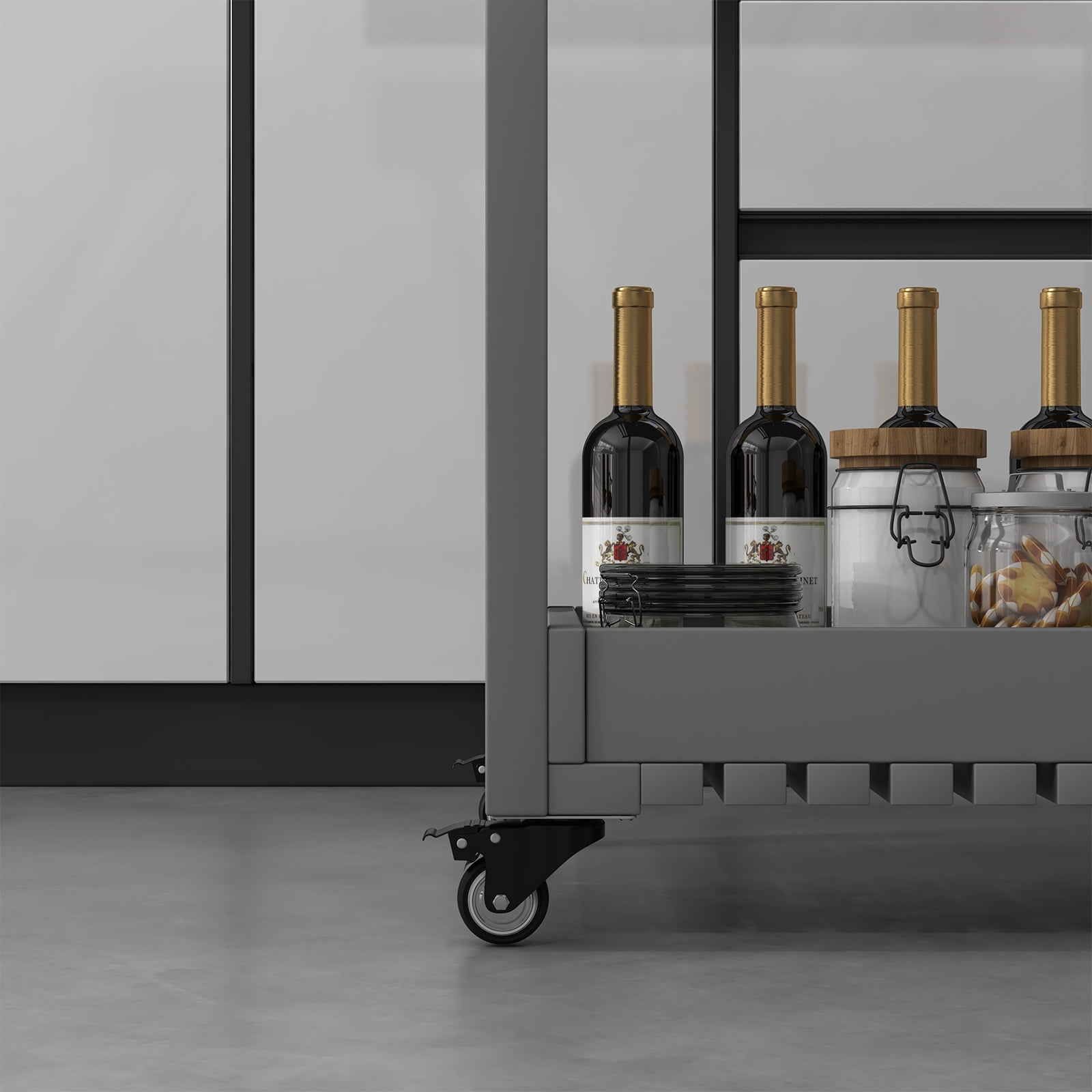 Rugerasy Service Utility Cart with Wheels,Compact and Utility Service Cart,Multipurpose Rolling 2-Tier Mobile Storage Organizer,for Home,Warehouse