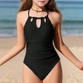 thumbnail image 2 of Girls Swimsuits Cut Out 1 Piece Bathing Suit Quick Dry Beach Swimwear with Adjustable Straps Tween Bathing Suit Girl 10-11 Years, 2 of 7