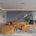 thumbnail image 2 of Sectional Sofa Set, Faux Vegan Leather, Tan, Modern Contemporary Urban Design, Living Lounge Room Hotel Lobby Hospitality, 2 of 10