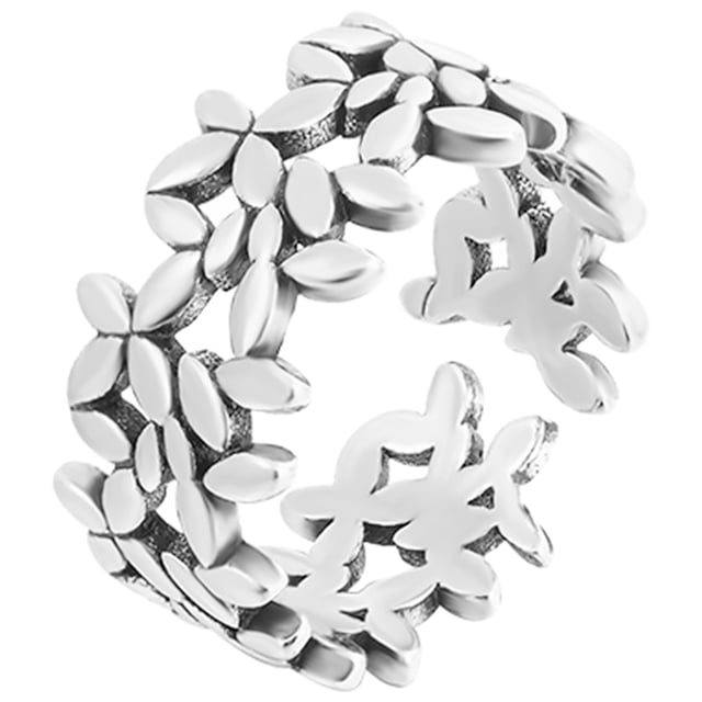Anillo de hojas para mujer, anillo minimalista, joyería, anillo abierto personalizado.