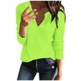 thumbnail image 2 of UVEASISHA Waffle Knit Tops for Women Long Sleeve Regular Fit V Neck Pullover Sweater Dressy Casual Business Blouse Green XXL, 2 of 5