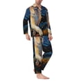 thumbnail image 2 of Sikiie Vintage Starry Sky Labrador A Mens Pajama Set, Soft Warm Long Sleeve Sleepwear, Cozy Button-Down Pjs for Men-X-Large, 2 of 7