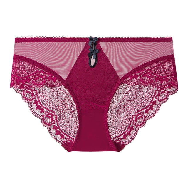 Culottes Sans Coutures Culottes en Dentelle pour Femmes Culottes Confortables Sans Coutures Culottes Bikini en Dentelle Transparente à Motif Floral Rouge TG